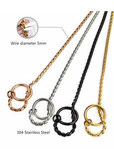 Cadena de acero inoxidable para Collar de perro, correa de oro rosa, plomo de perro con mango de cuero genuino, gran oferta de fábrica - Product Image 3