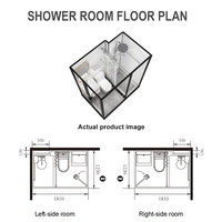 Module de salle de bain modulaire YEETE avec aménagement zone humide et sèche, douche pluie, toilettes et vasque pour projets hôteliers et d'appartements