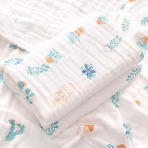 Couverture de sécurité pour bébé en mousseline douce et gazeuse, personnalisée en gros, avec motif animal de dessin animé, serviette de salive, doudou, technique de tissage - Product Image 1