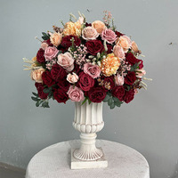 EG-M90 Centre de table de luxe pour mariage, décoration florale en soie, rose artificielle, corail champagne, rose blush, rouge, centre de table floral