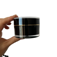 Pot en acrylique à double paroi 5g-50g, rond noir brillant, pour gel UV, cosmétiques, crème pour le visage, avec couvercle à vis, sérigraphié