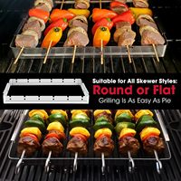Ensemble de brochettes SEB en acier inoxydable pour barbecue, support de cuisson pliable et réutilisable, 6 brochettes en acier inoxydable de 13 pouces, 30 brochettes en bambou de 12,5 pouces
