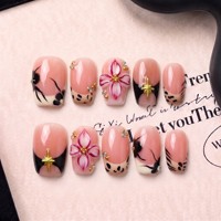 OEM ODM Ocean Wave French 2.0 Square Curve Faux Ongles en Acrylique PMMA Faits Main à Coller Couverture Complète Personnalisables 10 Pièces