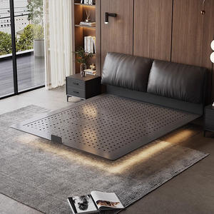 Nouveaux produits explosifs : Lit flottant noir de luxe léger en matériaux écologiques, taille King, avec espace de rangement sous le lit, facile à nettoyer - Product Image 4