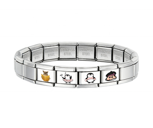 Pulsera de Acero Inoxidable con Dijes Italianos, Diseño de Perros Adorables, Divertida y Moderna, Chapada en Platino, Regalo Personalizado - Product Image 4