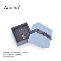 Luxe bleu boîte de papier personnaliser logo anneau collier bijoux emballage ensemble cas