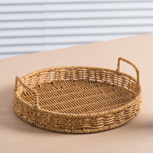 Cesta de Almacenamiento Ovalada de Imitación de Ratán con Asa para Exhibir Frutas y Servir Bocadillos - Product Image 2