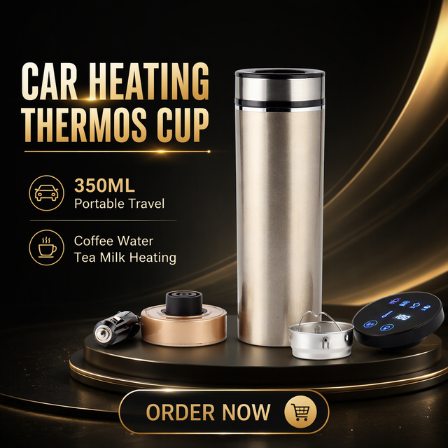 Portable 350ML Auto Coffee Water Tea Heating Cup 12V 24V Car Smart Thermos Cup