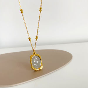 <span class=keywords><strong>Collier</strong></span> Fleur Rose Vintage en Acier Inoxydable Plaqué Or 18 carats Effet Miroir Argenté pour Femme, Étanche, Luxe - Product Image 3