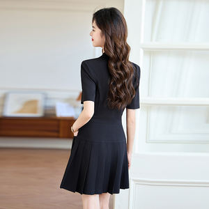 <span class=keywords><strong>Robe</strong></span> en pure laine pour printemps/été respirant lavable à <span class=keywords><strong>col</strong></span> roulé à manches courtes avec bretelles spaghetti longueur au genou Style doux - Product Image 5