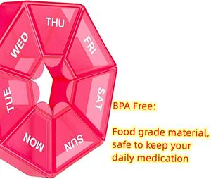 Organisateur hebdomadaire en plastique PP, boîte à pilules portable en métal pour les voyages, les vitamines et les médicaments quotidiens - Product Image 3