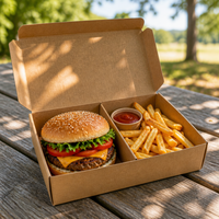 Boîtes à emporter personnalisées avec logo, biodégradables, écologiques, gaufrées, recyclables, pour la restauration rapide, les burgers, les frites, les combos