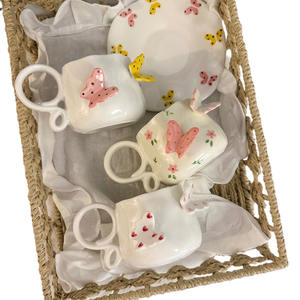 كوب قهوة سيراميك كوري بتصميم فراشة ثلاثية الأبعاد مرسومة يدويًا، إبداعي، هدية قلب الفتاة، كوب ماء - Product Image 5