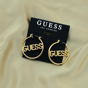 Pendientes de Aro de Acero Inoxidable Chapados en Oro de 18K de Diseño de Lujo con Letra CC para Mujer, Modernos, de Marcas Famosas, con Circonita - Product Image 1