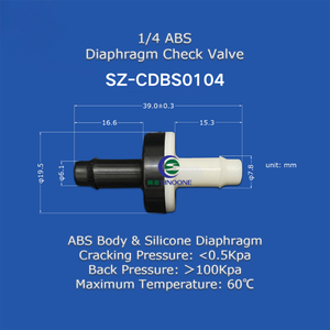 Vanne de contrôle de débit d'eau à diaphragme en silicone ABS 1/8 po - 3/8 po, Vanne <span class=keywords><strong>anti</strong></span>-<span class=keywords><strong>retour</strong></span> unidirectionnelle pour machine à ozone - Product Image 6