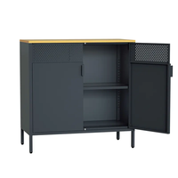 Buffet moderne en acier à 2 portes Buffet Meuble de maison Armoire de rangement noir/blanc Buffet à manger pour bar à manger