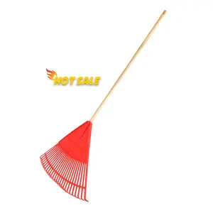 Support Customized Service Heavy Duty 26 Tines Plastic Agricultural Tool Garden Rake With Wooden Handle