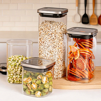 Pot de conservation carré en verre transparent avec couvercle en acier inoxydable pour la cuisine
