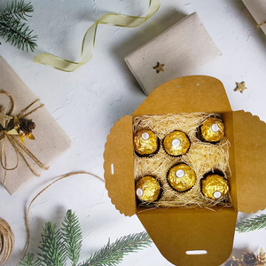 Multifunction Brown White Boxes Cookie Gift Paper Packaging Chocolate Box With Ribbon