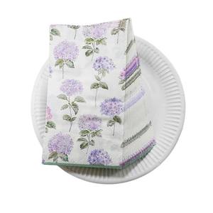 Serviettes d'invitées en tissu non tissé 3 plis, motif Hortensia <span class=keywords><strong>Pastel</strong></span> avec bordure verte, jetables pour la fête prénuptiale - Product Image 6