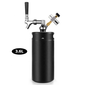 Fusto nero opaco da 3,6 litri con rubinetto per birra regolatore Co2 strumento per birra artigianale Homebrew per Bar Party - Product Image 1