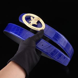 <b>Men's</b> Customized Luxury Formal <b>Belt</b> with Steel Buckle Crocodile Skin High Gloss Durable Custom Logo Option - Product Image 1