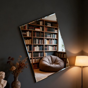 Large Frameless Wall <b>Mirror</b> for Bathroom Contemporary Design <b>Silver</b> Tempered Glass Wall Mounted Home Decor Supply - Product Image 3