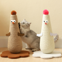 Griffoir vertical pour chat en sisal sans miettes Conception de poussin Poteau à gratter pour chaton d'intérieur