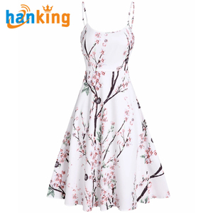 Ehanking Ensemble de 2 pièces pour femmes décontracté robe simple pour dames hauts plissés solides et robe à bretelles spaghetti à imprimé floral - Product Image 5