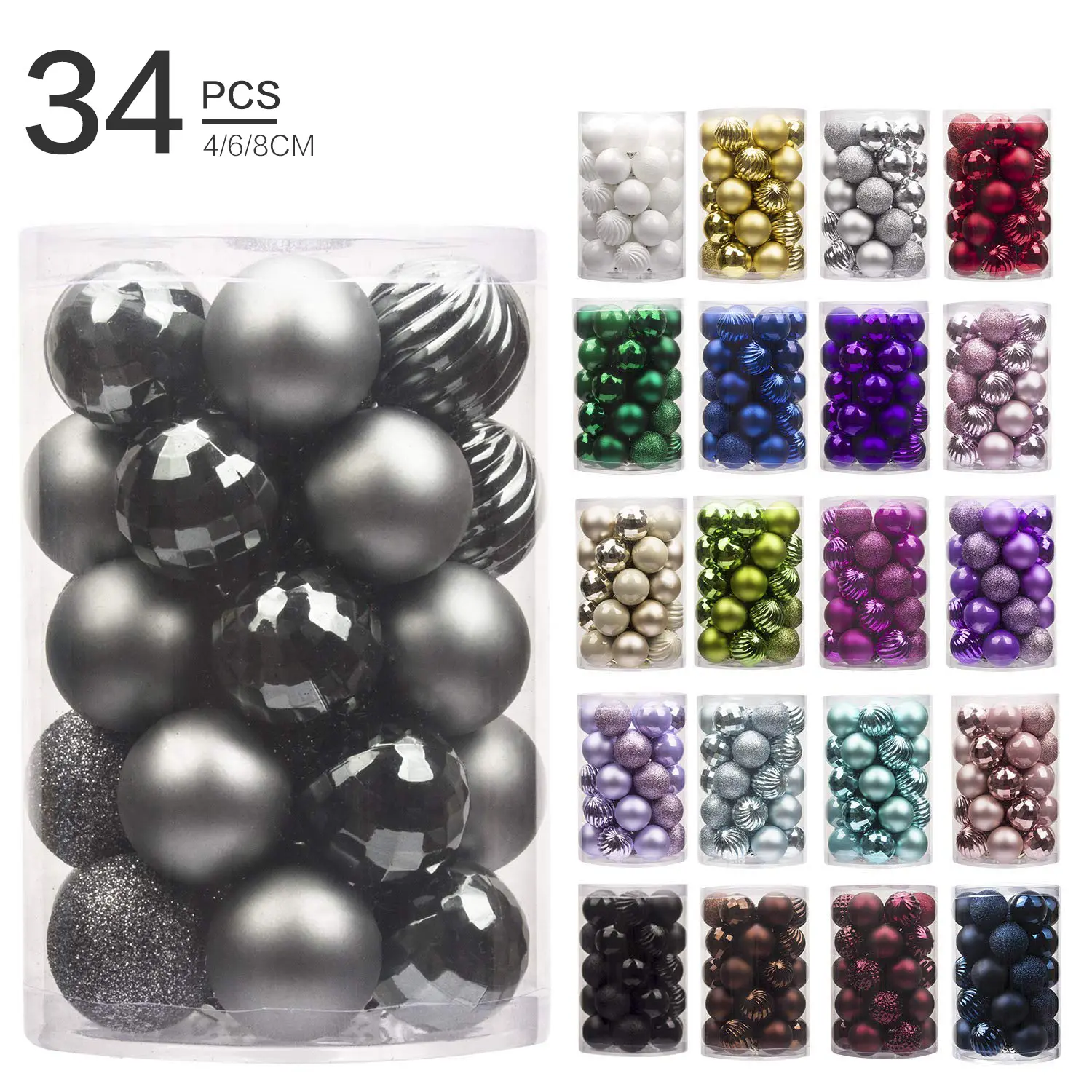 4cm 34pcs/ barrel Christmas balls&tree ornaments plastic Christmas balls Christmas decorations supplies