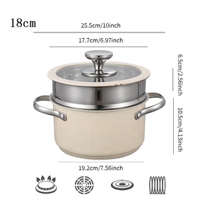 Venta al por mayor de moda personalizada de colores de acero inoxidable 304 utensilios de cocina pintura de cerámica cazuela cocinar sopa caliente olla juegos de utensilios de cocina - Product Image 2