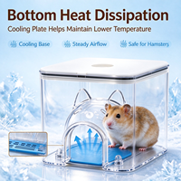 Maison de refroidissement pour hamster en plastique, abri pour hamster doré, nid de sommeil, habitat, article de décoration, cabane de refroidissement estivale avec dessus transparent