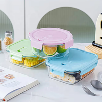 Contenants de préparation des repas en verre borosilicate de haute qualité avec couvercles étanches, boîte à lunch en verre empilable pour le bureau, l'école et la maison