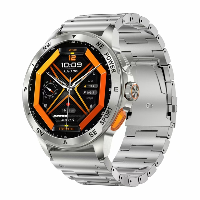 AK77 Men's Smartwatch with 1.43inch AMOLED Screen Waterproof IP67 Health Monitoring Voice Assistant BT Call & Calendar Function