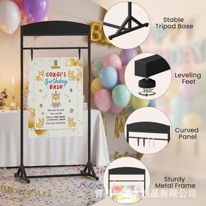 Soporte de exhibición de pósteres, soporte de suelo de acero negro para decoración de bodas y cumpleaños, soporte reutilizable para pancartas de vinilo - Product Image 3