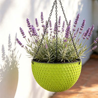Pot de fleurs suspendu traditionnel auto-arrosant avec trous de drainage 4,74 L en PP, design circulaire durable, non revêtu