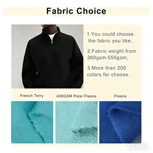 Logo personalizzato tessuto di <span class=keywords><strong>cotone</strong></span> organico <span class=keywords><strong>felpa</strong></span> con cappuccio tinta unita Casual sottile taglio quarto di cerniera <span class=keywords><strong>felpa</strong></span> stile uomo - Product Image 2