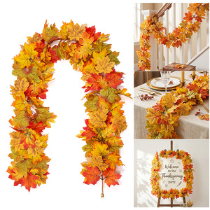 Guirlande de feuilles d'érable d'automne Ye Chu, 162 cm, feuilles artificielles, décoration d'Halloween pour la maison, cheminée, porte, rideau - Product Image 5