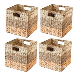 Woven Storage <b>Baskets</b> <b>Square</b> Color Blocking Stackable Clothing Organizer Laundry <b>Basket</b> - Product Image 5