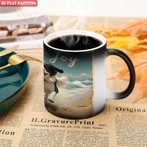 Daily Afternoon Work Break Coffee Mug Frosted Black 11oz <b>Ceramic</b> Heat Color Changing Magic <b>Cup</b> - Product Image 5