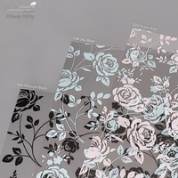 Papier d'emballage transparent imperméable à l'eau avec imprimé de roses, style coréen, feuille d'emballage pour bouquet, fournitures pour fleuristes, vente en gros