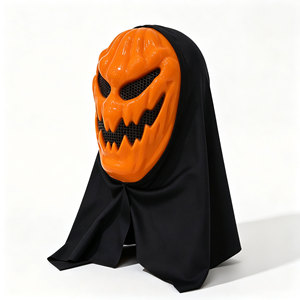 Masque de citrouille <span class=keywords><strong>mal</strong></span>éfique d'Halloween, masque de tête de <span class=keywords><strong>Jack</strong></span> O' Lantern effrayant, accessoire de cosplay pour manoir hanté et séance photo d'horreur - Product Image 3