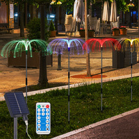 Lampes solaires en forme de méduse, lumières à fibres optiques changeantes de couleur RGB pour jardin, cour, allée, paysage