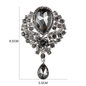 Nhà Máy Bán Trực Tiếp Lớn Pear Cut Pha Lê Diamante Teardrop Wedding Brooch Pins Trong Các Loại Rõ Ràng/Màu Xanh/Tím Màu Sắc - Product Image 5