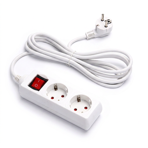 Prise à 2 trous avec interrupteur, câble en plastique de 1,5 m H05VV F 3G1.0mm pour usage de bureau, Espagne - Product Image 1