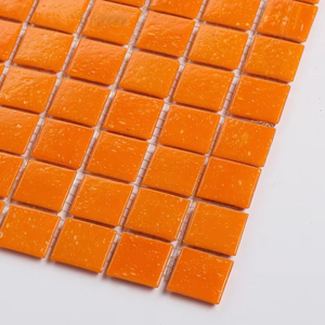 Mosaico de Vidrio Cuadrado Brillante Naranja Pastoral Moderno de 4 mm para Baño, Barra de Bar, Cocina, Pared Exterior, Piso, Hotel, Piscina - Product Image 3