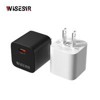 Chargeur USB-C PD intelligent WISESIR 20W GaN avec protection contre la surchauffe QC3.0 OTP, efficacité PPS 92% pour la charge ultra-rapide du S23