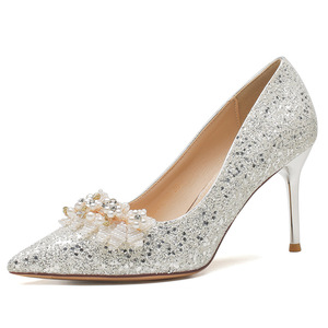 Bridal Pumps <b>Glitter</b> Pointed Toe Stiletto Heel High 5cm-8cm Rhinestone Decoration <b>Women</b> Wedding <b>Shoes</b> Model 6681-35 - Product Image 5