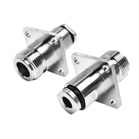 Pasokan Pabrik Konektor Solder Koaksial RF Tipe N Female Jack Lurus 4 Lubang Flens 50Ohm untuk Kabel LMR240 H155 Tersedia