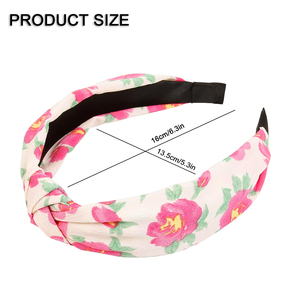 Faixa de Cabelo Rosa com Nó, Faixas de Cabelo Largas com Nó Superior, Acessórios Elegantes para Cabelo Feminino com Padrão Floral de Pérolas - Product Image 6